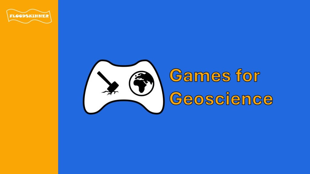 Games for Geoscience logo. A hammer hitting the ground and a globe as the buttons of a game controller.