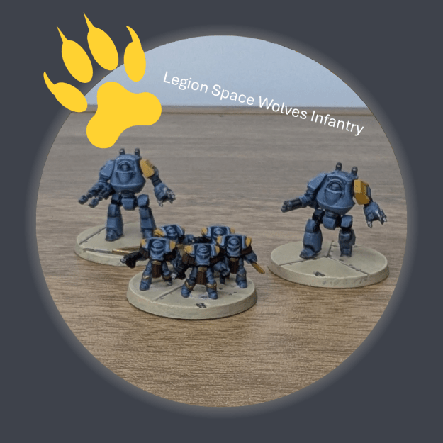 A group of small model sci-fi infantry.